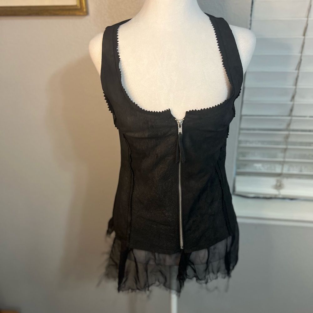 Illia Size 2 Leather Top And Lace Gothic Punk Small Medium Nwt vest zippper - Picture 4 of 15
